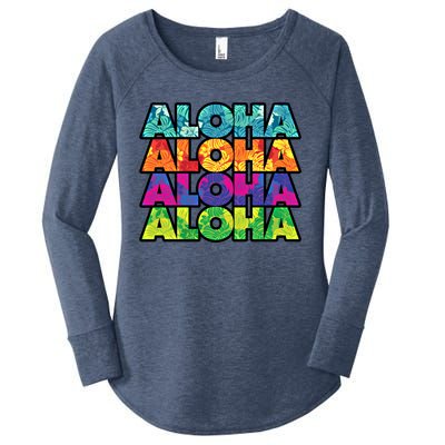 Colorful Tropical Aloha Hawaiian Hawaii Women's Perfect Tri Tunic Long Sleeve Shirt