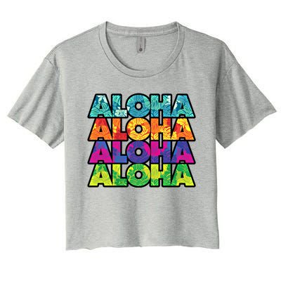 Colorful Tropical Aloha Hawaiian Hawaii Women's Crop Top Tee