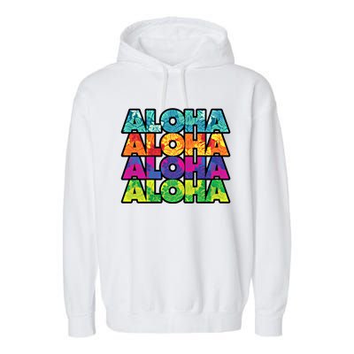 Colorful Tropical Aloha Hawaiian Hawaii Garment-Dyed Fleece Hoodie