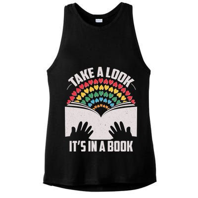 Cute Take A Look It's In A Book Ladies PosiCharge Tri-Blend Wicking Tank