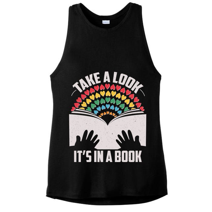Cute Take A Look It's In A Book Ladies PosiCharge Tri-Blend Wicking Tank
