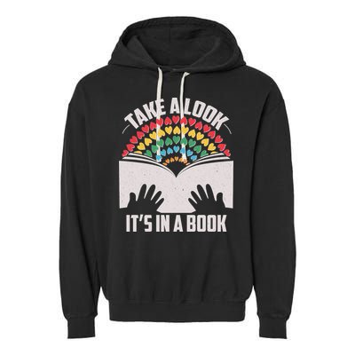 Cute Take A Look It's In A Book Garment-Dyed Fleece Hoodie