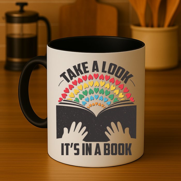 Cute Take A Look It's In A Book Mug