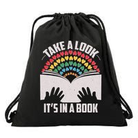 Cute Take A Look It's In A Book Drawstring Bag