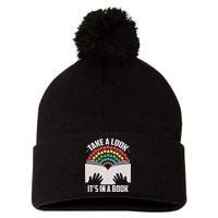 Cute Take A Look It's In A Book Pom Pom 12in Knit Beanie