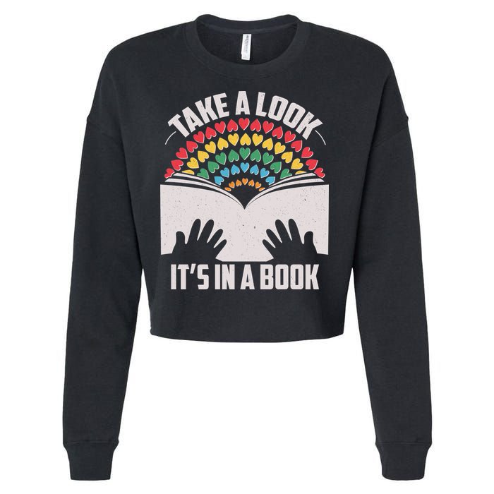Cute Take A Look It's In A Book Cropped Pullover Crew