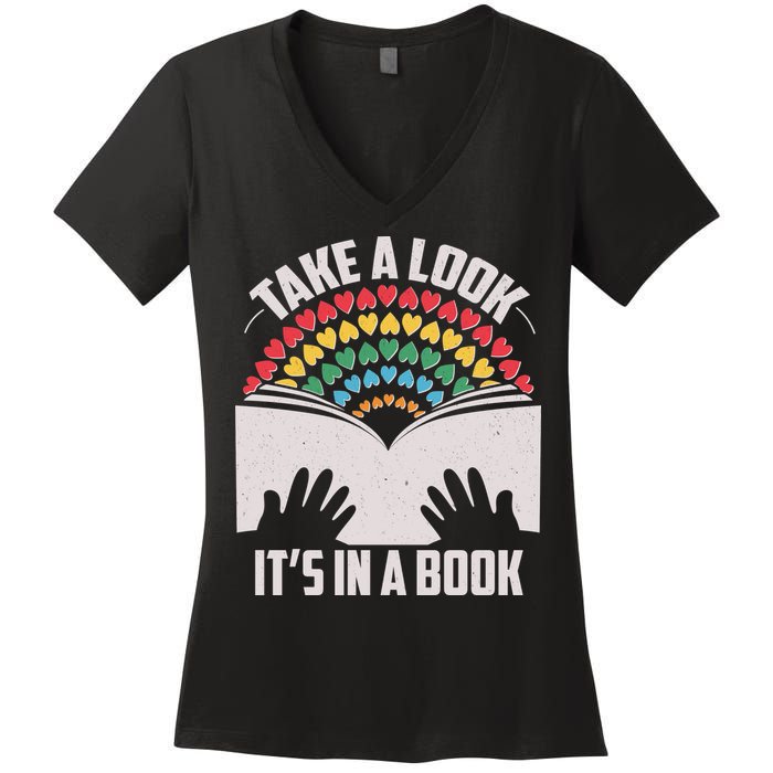 Cute Take A Look It's In A Book Women's V-Neck T-Shirt