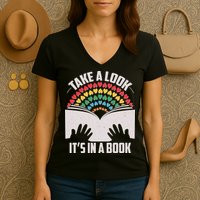 Cute Take A Look It's In A Book Women's V-Neck T-Shirt