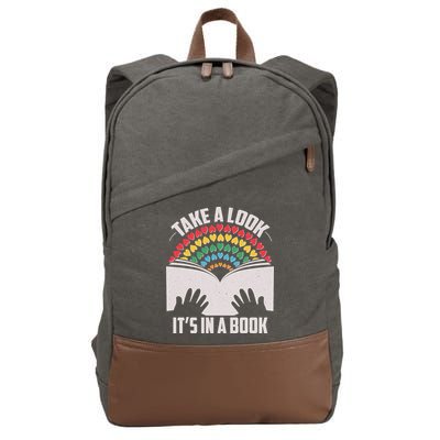 Cute Take A Look It's In A Book Cotton Canvas Backpack