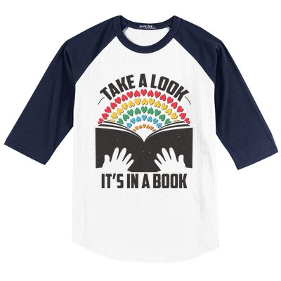 Cute Take A Look It's In A Book Baseball Sleeve Shirt