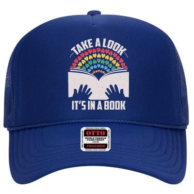 Cute Take A Look It's In A Book High Crown Mesh Back Trucker Hat