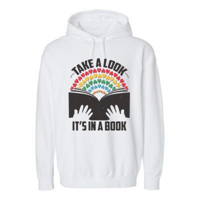 Cute Take A Look It's In A Book Garment-Dyed Fleece Hoodie