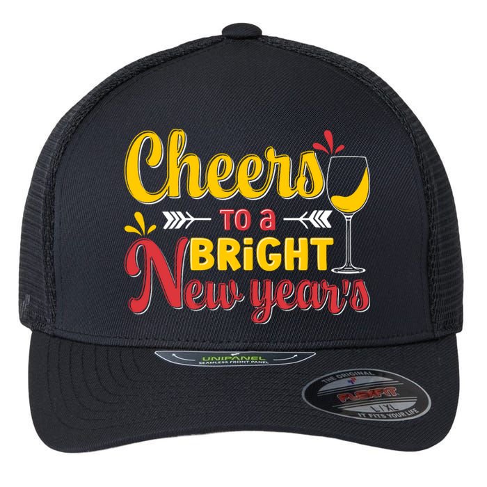 Cheers To A Bright New Year Celebration Flexfit Unipanel Trucker Cap