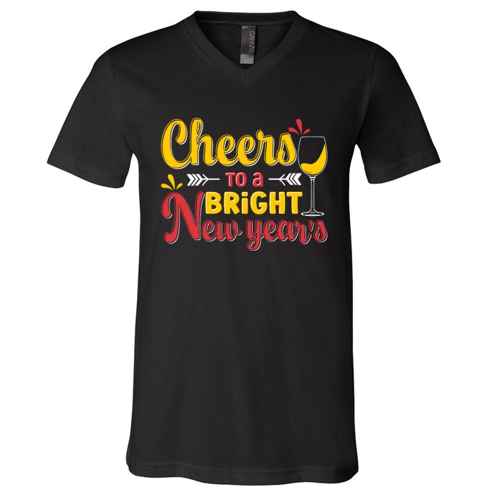 Cheers To A Bright New Year Celebration V-Neck T-Shirt