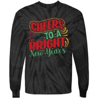 Cheers To A Bright New Year Celebration Graphic Tie-Dye Long Sleeve Shirt