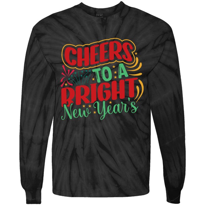 Cheers To A Bright New Year Celebration Graphic Tie-Dye Long Sleeve Shirt