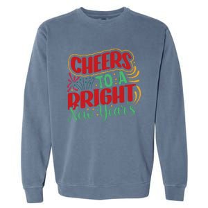 Cheers To A Bright New Year Celebration Graphic Garment-Dyed Sweatshirt