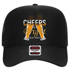 Cheers To A Bright New Year Celebration High Crown Mesh Back Trucker Hat