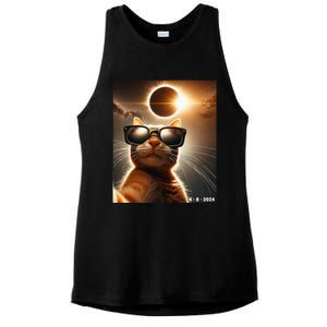 Cat Taking A Selfie With Solar 2024 Eclipse Wearing Glasses Ladies PosiCharge Tri-Blend Wicking Tank