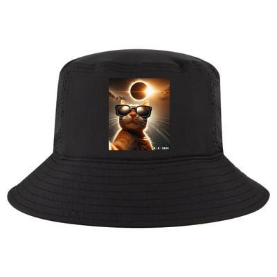 Cat Taking A Selfie With Solar 2024 Eclipse Wearing Glasses Cool Comfort Performance Bucket Hat