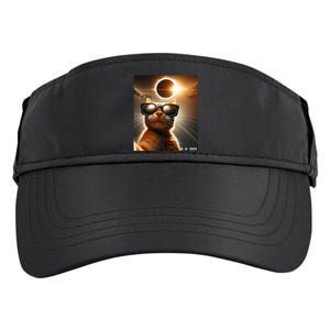 Cat Taking A Selfie With Solar 2024 Eclipse Wearing Glasses Adult Drive Performance Visor