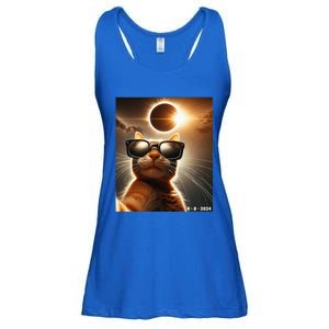 Cat Taking A Selfie With Solar 2024 Eclipse Wearing Glasses Ladies Essential Flowy Tank