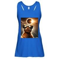 Cat Taking A Selfie With Solar 2024 Eclipse Wearing Glasses Ladies Essential Flowy Tank