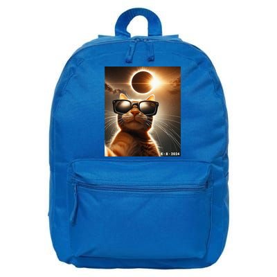 Cat Taking A Selfie With Solar 2024 Eclipse Wearing Glasses 16 in Basic Backpack