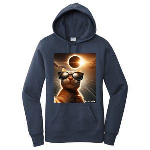 Cat Taking A Selfie With Solar 2024 Eclipse Wearing Glasses Women's Pullover Hoodie