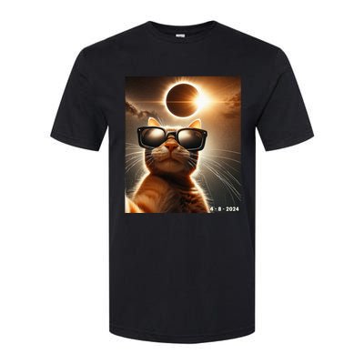 Cat Taking A Selfie With Solar 2024 Eclipse Wearing Glasses Softstyle® CVC T-Shirt