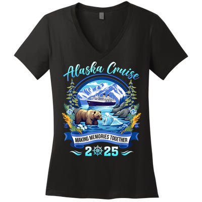 Cruisin Together Alaska 2025 Family Friend Alaska Cruise Women's V-Neck T-Shirt