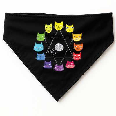 Cat Themed Artist Color Wheel Educational Art Teacher USA-Made Doggie Bandana