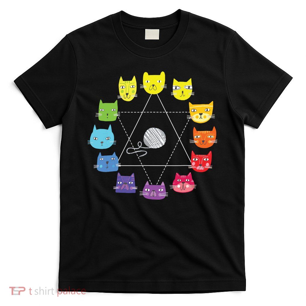 Cat Themed Artist Color Wheel Educational Art Teacher T-Shirt