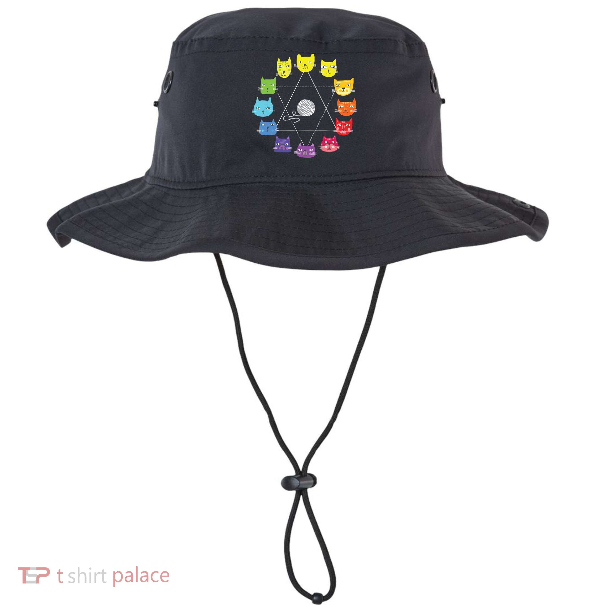 Cat Themed Artist Color Wheel Educational Art Teacher Bucket Hat