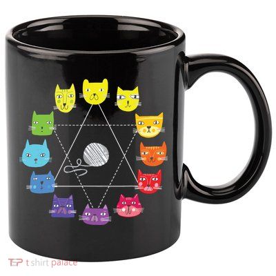 Cat Themed Artist Color Wheel Educational Art Teacher 11oz C Handle Ceramic Mug