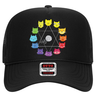 Cat Themed Artist Color Wheel Educational Art Teacher Trucker Hat