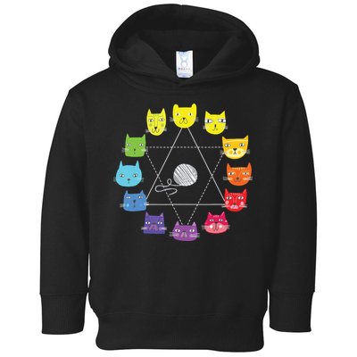 Cat Themed Artist Color Wheel Educational Art Teacher Toddler Hoodie
