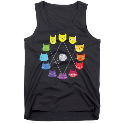 Cat Themed Artist Color Wheel Educational Art Teacher Tank Top