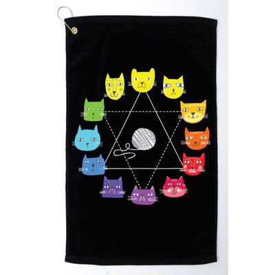 Cat Themed Artist Color Wheel Educational Art Teacher Golf Towel