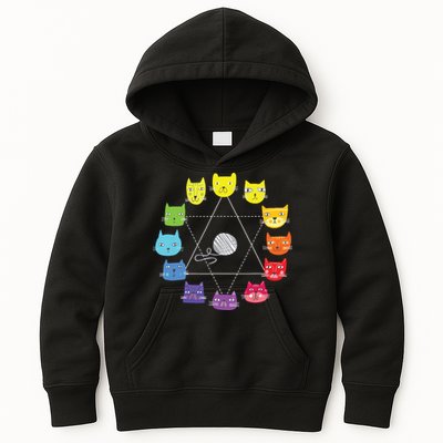 Cat Themed Artist Color Wheel Educational Art Teacher Kids Hoodie