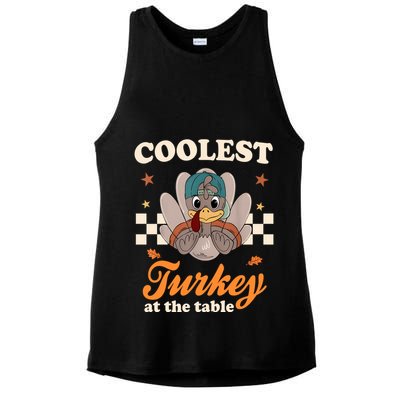 Coolest Turkey At The Table Cute Thanksgiving Ladies PosiCharge Tri-Blend Wicking Tank