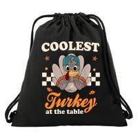 Coolest Turkey At The Table Cute Thanksgiving Drawstring Bag