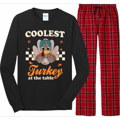 Coolest Turkey At The Table Cute Thanksgiving Long Sleeve Pajama Set