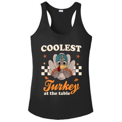 Coolest Turkey At The Table Cute Thanksgiving Ladies PosiCharge Competitor Racerback Tank