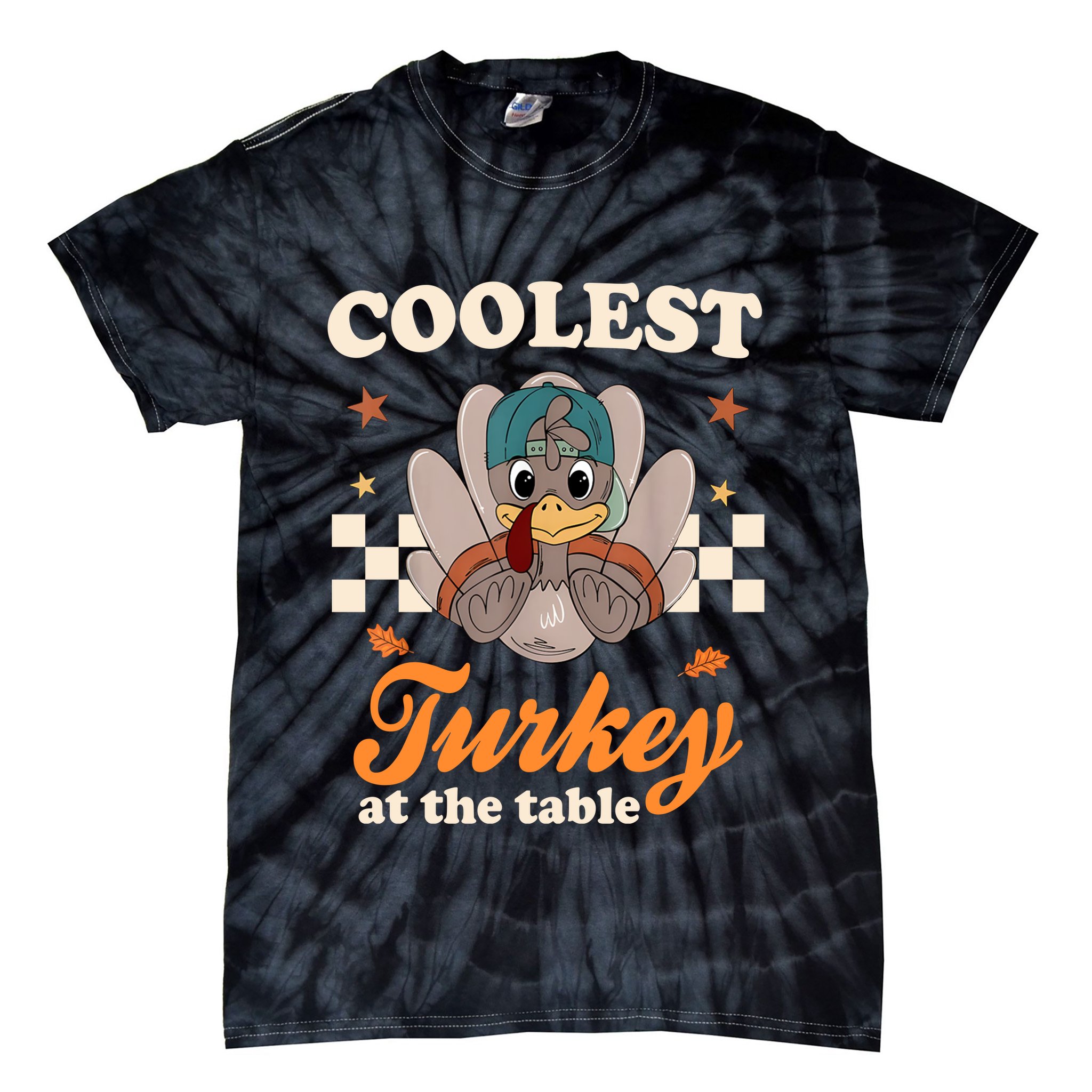 Coolest Turkey At The Table Cute Thanksgiving Tie-Dye T-Shirt