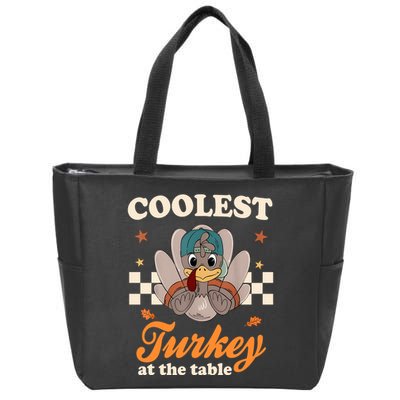 Coolest Turkey At The Table Cute Thanksgiving Zip Tote Bag