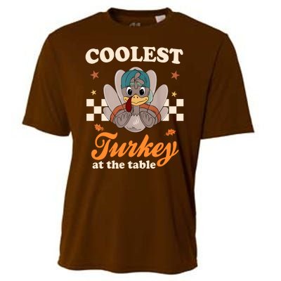 Coolest Turkey At The Table Cute Thanksgiving Cooling Performance Crew T-Shirt