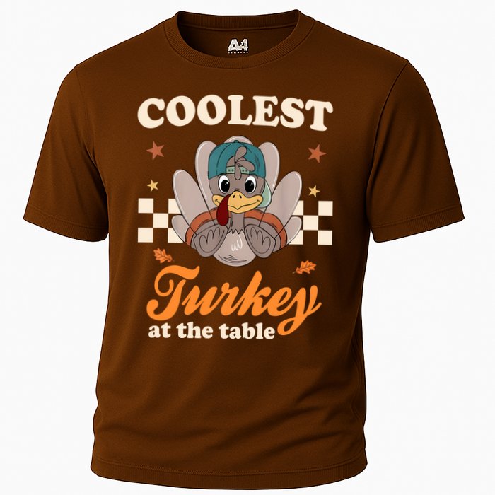 Coolest Turkey At The Table Cute Thanksgiving Cooling Performance Crew T-Shirt