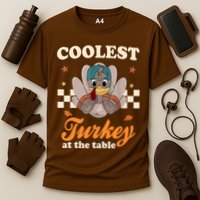 Coolest Turkey At The Table Cute Thanksgiving Cooling Performance Crew T-Shirt