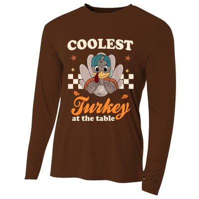 Coolest Turkey At The Table Cute Thanksgiving Cooling Performance Long Sleeve Crew